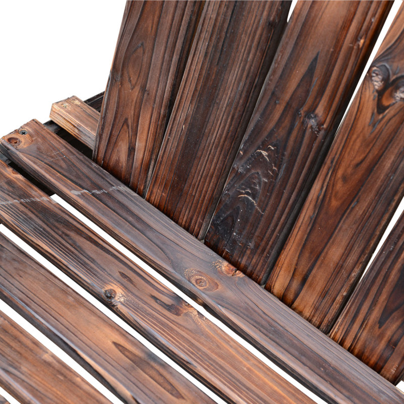 Rustic Brown Fir Wood Adirondack Chair with Ottoman