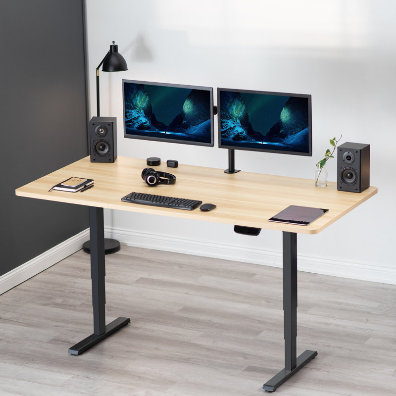 Elevate 43" Dark Walnut Electric Adjustable Desk with Black Frame