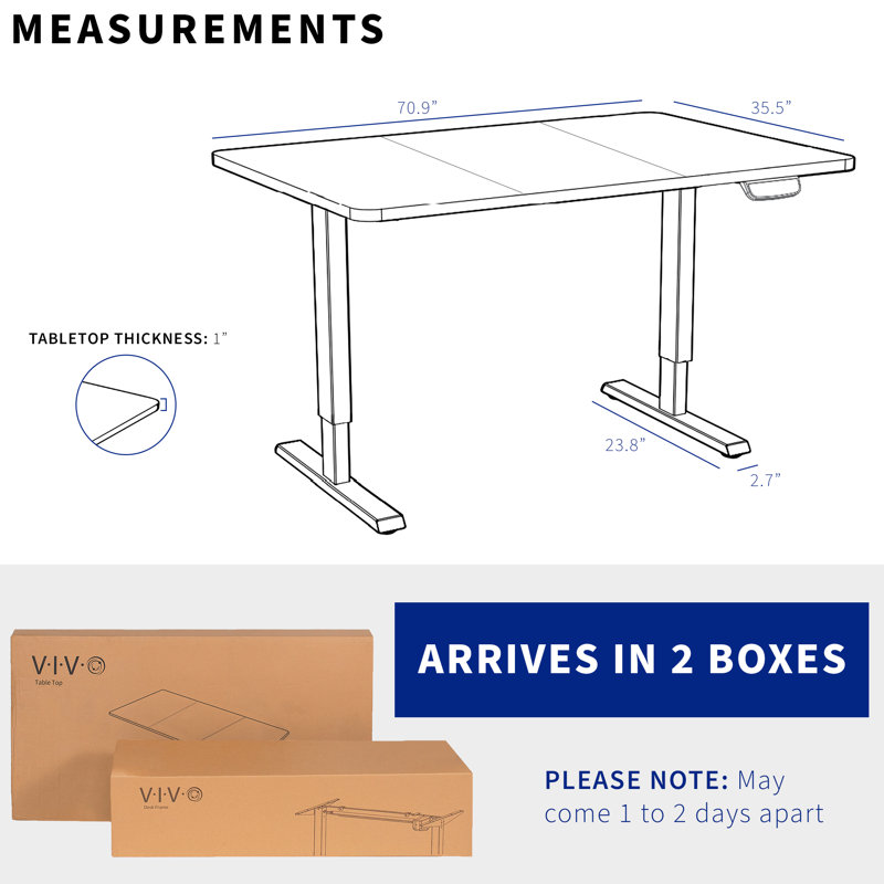 Dark Walnut & Black Dual Motor 71'' Electric Standing Desk
