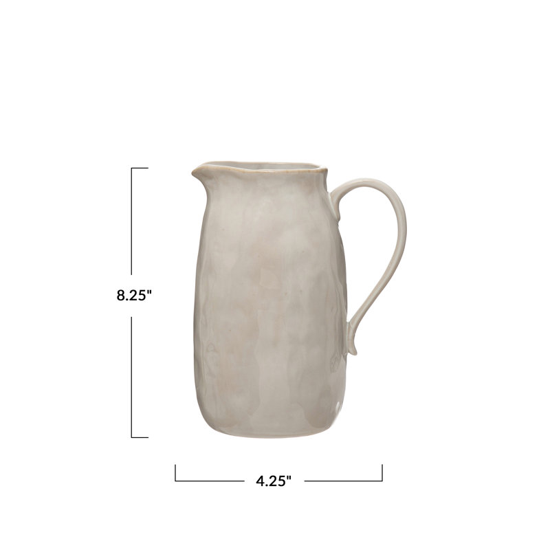 Gray Stoneware Pitcher with Reactive Glaze Finish
