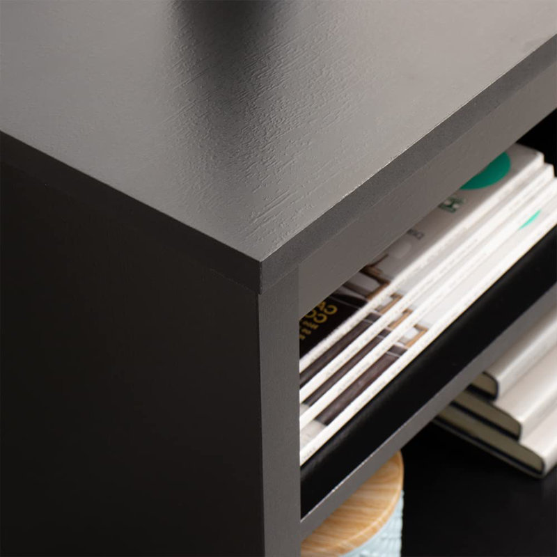 Sleek Black TV Stand with Cabinet and Cable Management, 71" Width