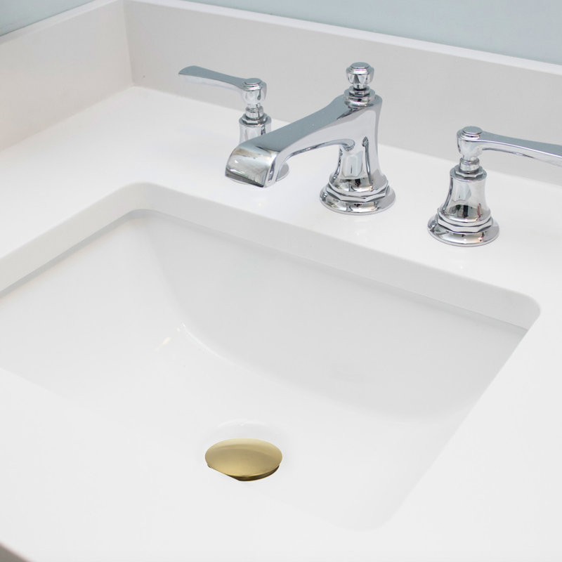 Brass Gold Push Button Bathroom Sink Drain Without Overflow