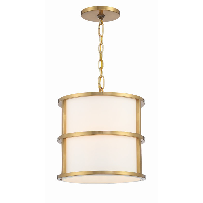 Hulton Luxe Gold Mini Drum Silk Shade 3-Light Pendant