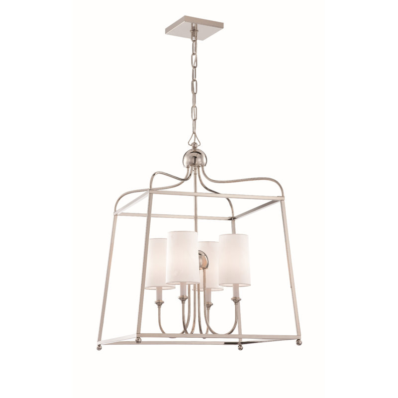 Elegant Sylvan Polished Nickel & Crystal 4-Light Chandelier