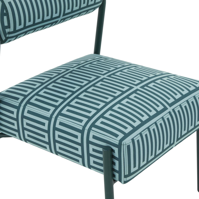 Jolene Green Patterned Linen Accent Chair with Iron Legs