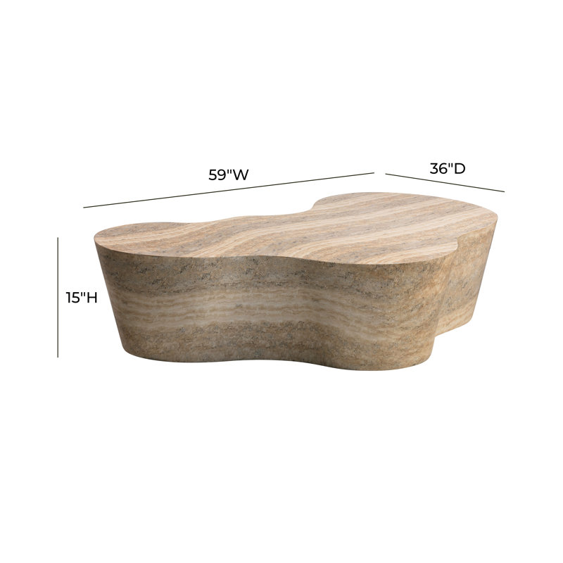 Free Form Travertine Concrete Outdoor Coffee Table