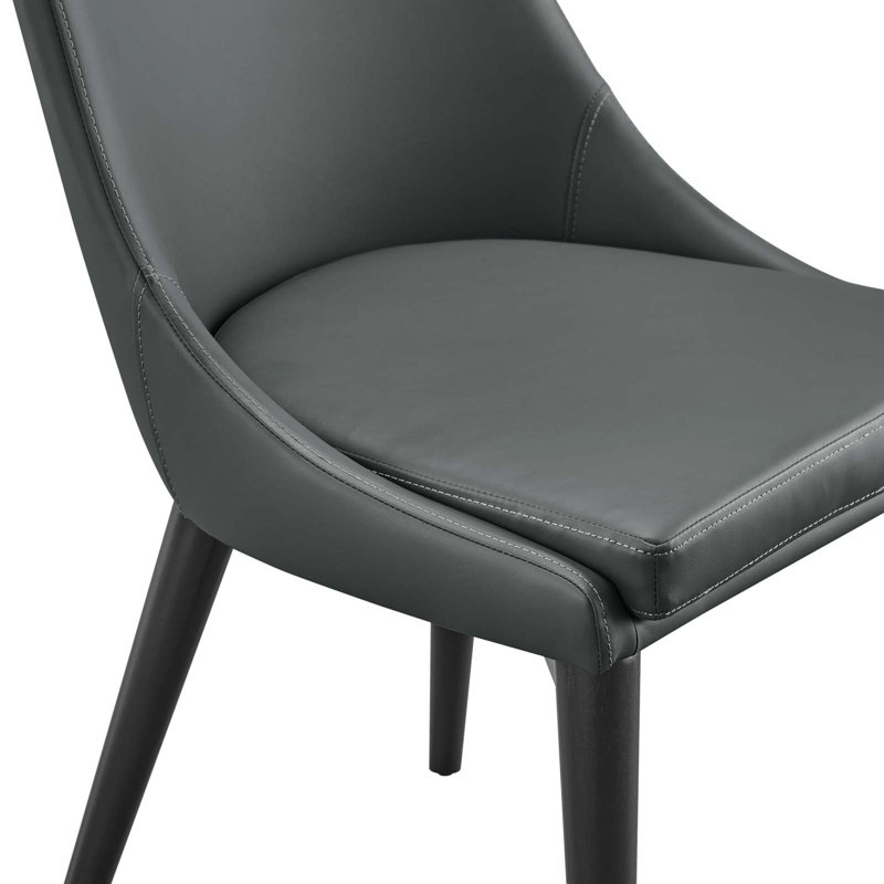 Gray Faux Leather Upholstered Side Chair with Black Wood Legs