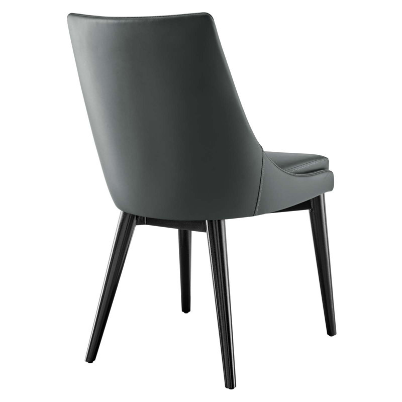 Gray Faux Leather Upholstered Side Chair with Black Wood Legs