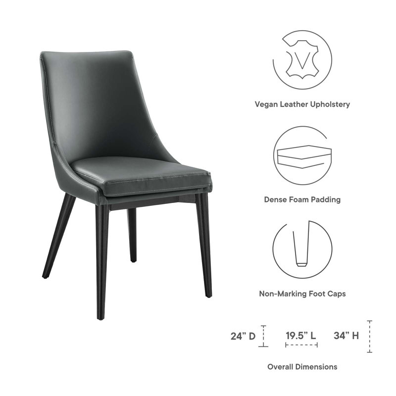 Gray Faux Leather Upholstered Side Chair with Black Wood Legs