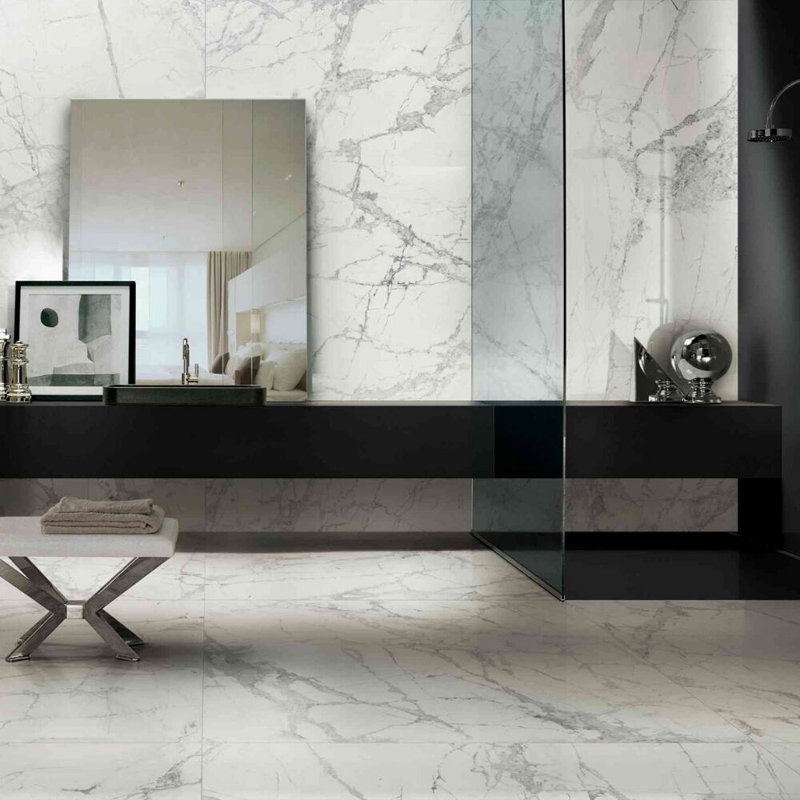 Nero Marquina Matte Porcelain Mosaic Tile 12" x 12"