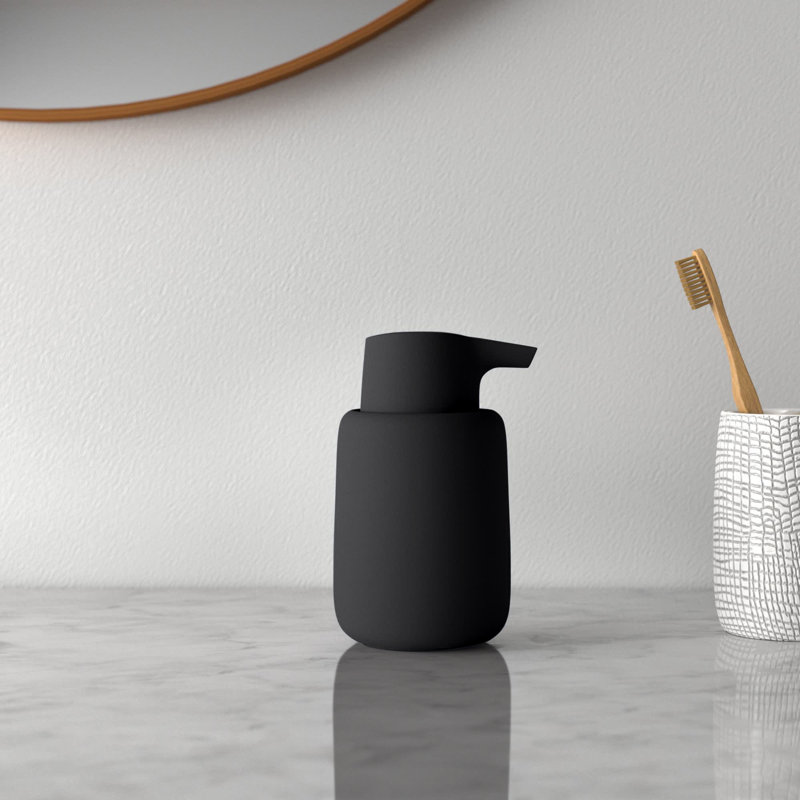 Black Ceramic and Silicone Soap Dispenser, 14 cm