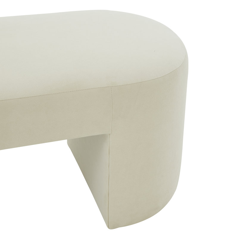 Hobson 51" Cream Velvet Bench with Solid Pine Legs