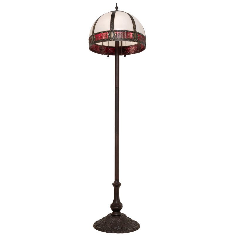Gothic Charm 62'' Mahogany Bronze Floor Lamp with Ruby White Glass