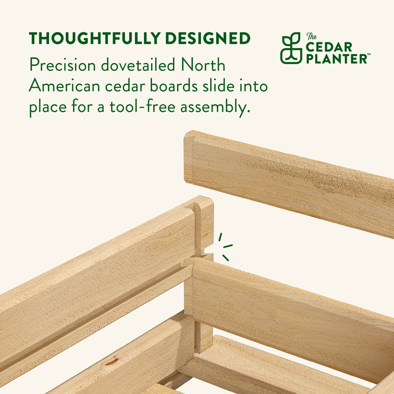Eco-Friendly Cedar Rectangular Large Outdoor Planter Box, 32" x 11"