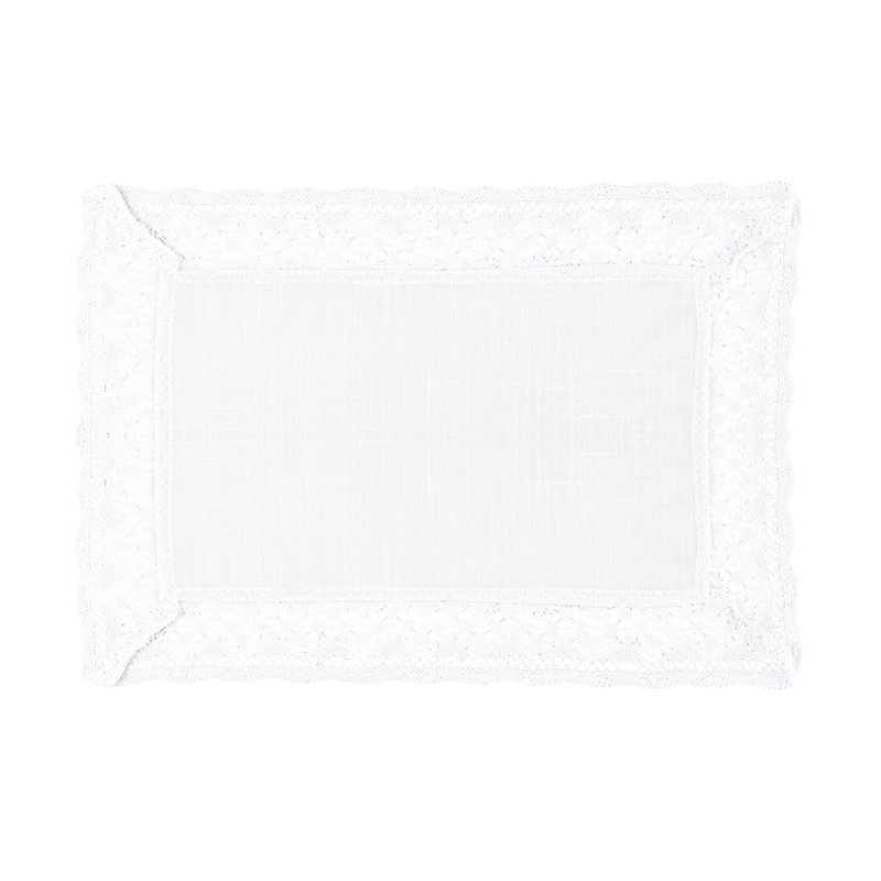 White Lace Border Rectangle Polyester Placemats Set