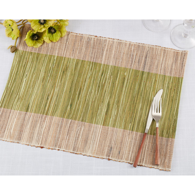 Natural Green Shimmering Banded Placemat Set of 4