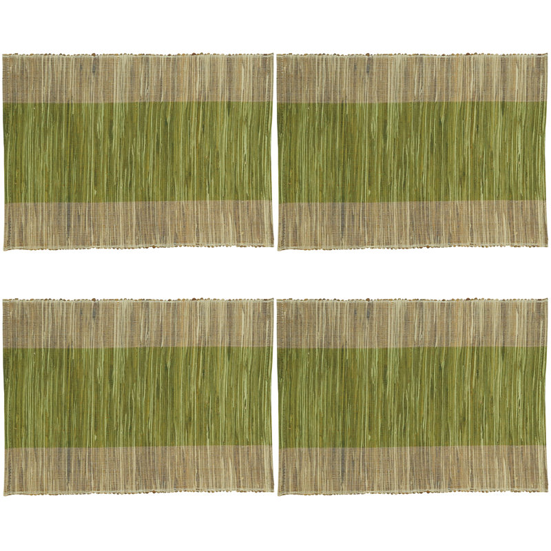 Natural Green Shimmering Banded Placemat Set of 4