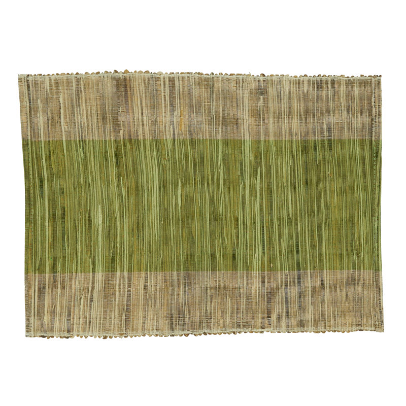 Natural Green Shimmering Banded Placemat Set of 4