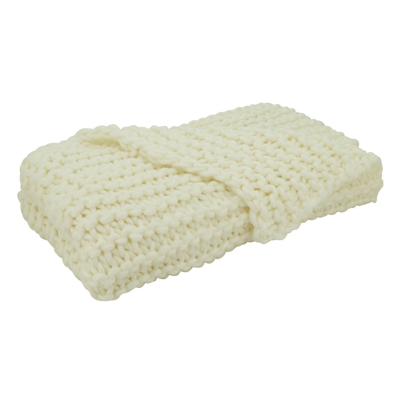 Sevan Electric Chunky Knit Ivory Throw Blanket - 23"x19"