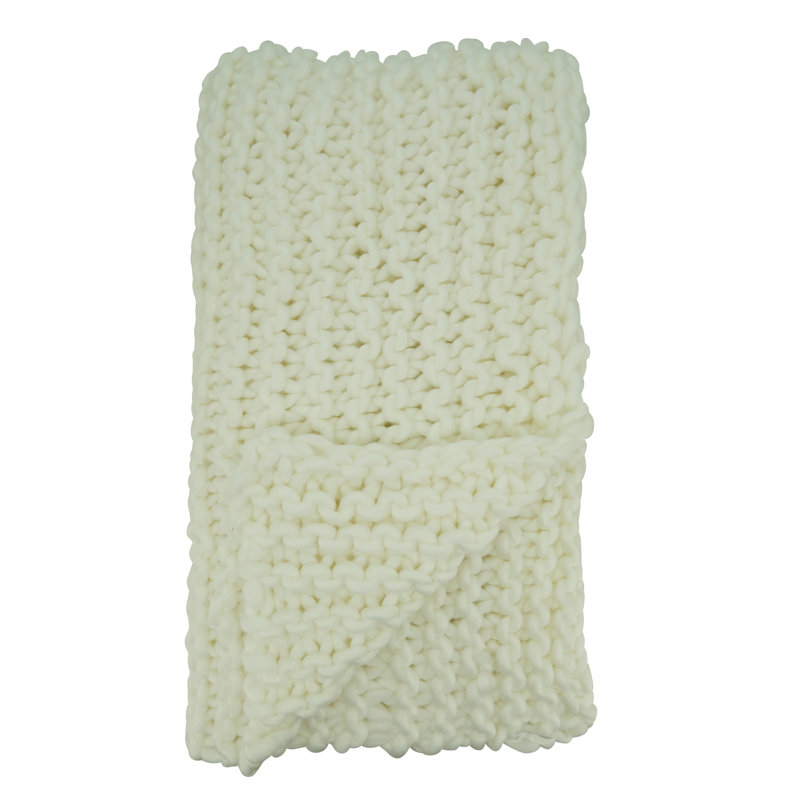 Sevan Electric Chunky Knit Ivory Throw Blanket - 23"x19"