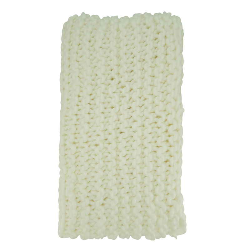 Sevan Electric Chunky Knit Ivory Throw Blanket - 23"x19"