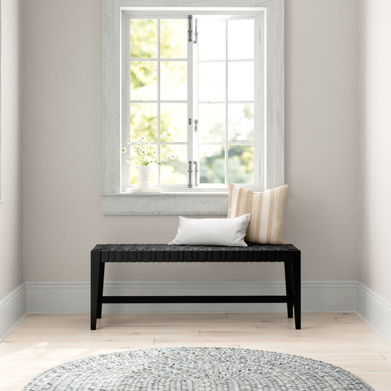 Causeway Designer Ebony Black Woven Mahogany Bench