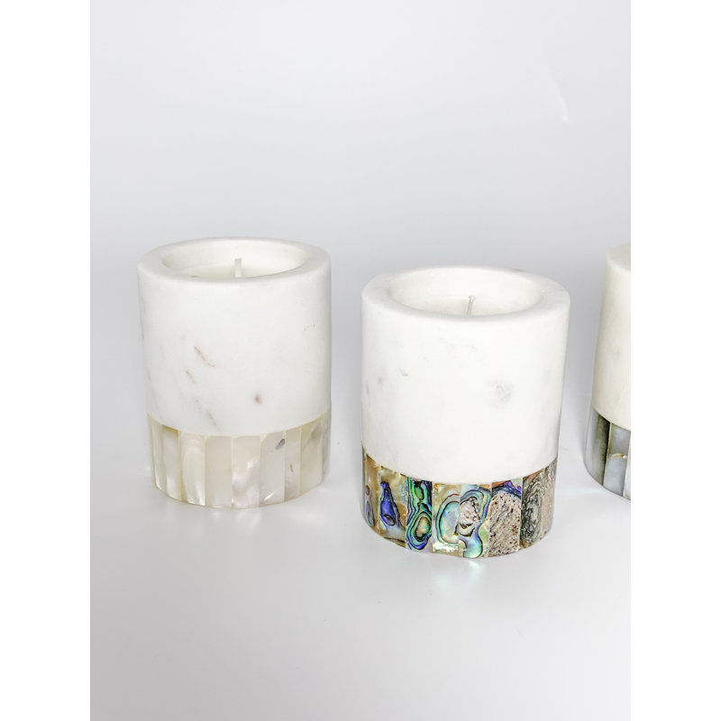 Small White Soy Eucalyptus Candle with Marble Holder