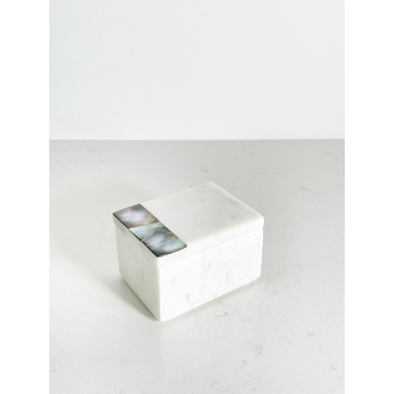 Iridescent Grey Mother of Pearl & White Marble Decor Box