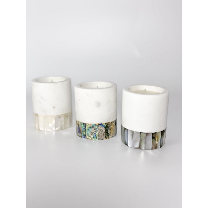 Small White Soy Eucalyptus Candle with Marble Holder