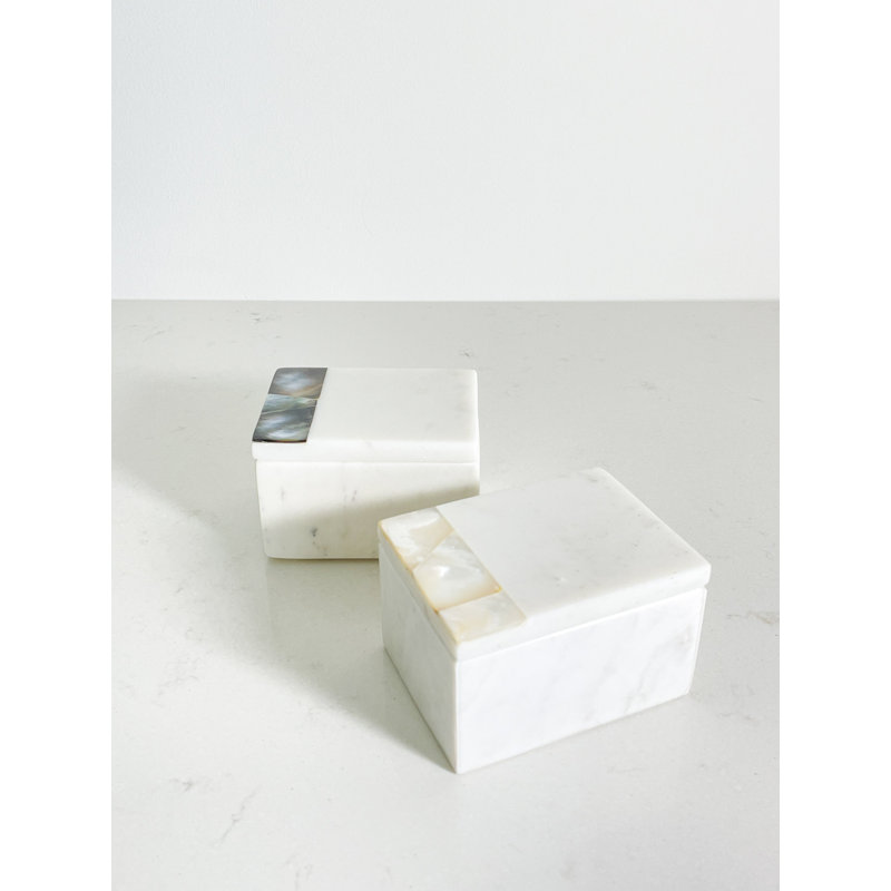 Iridescent Grey Mother of Pearl & White Marble Decor Box