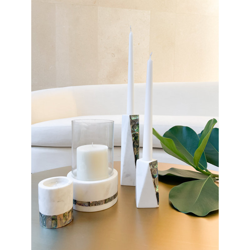 Small White Soy Eucalyptus Candle with Marble Holder