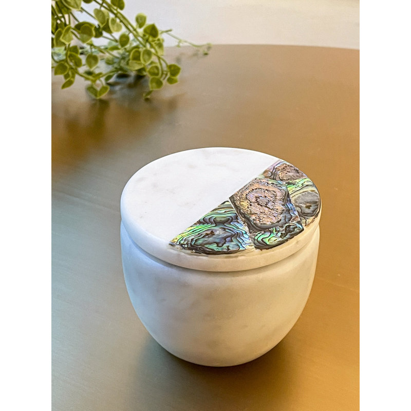 White Marble and Mother of Pearl Soy Candle