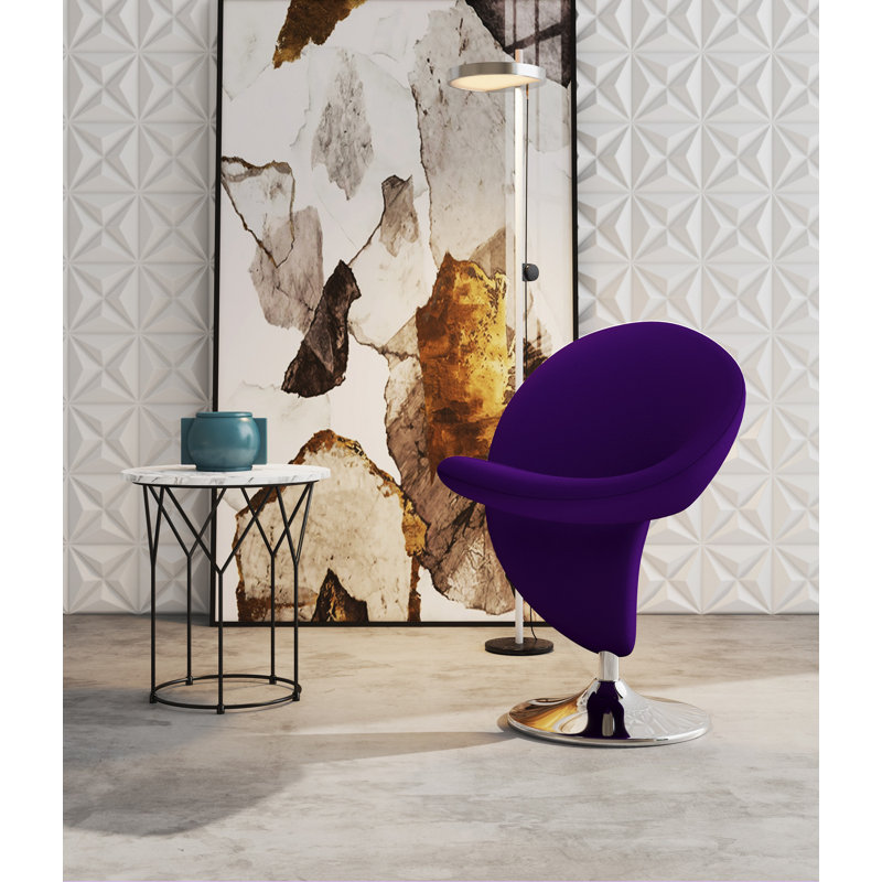 Purple Wool Blend Swivel Accent Chair