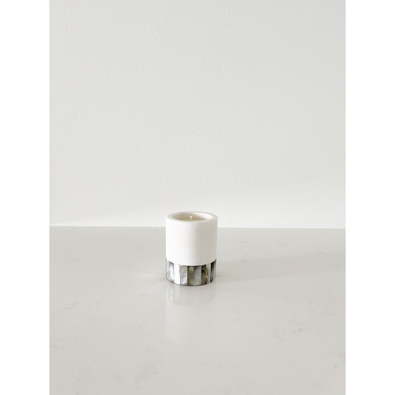 Gray Mother of Pearl Soy Wax Lavender Candle