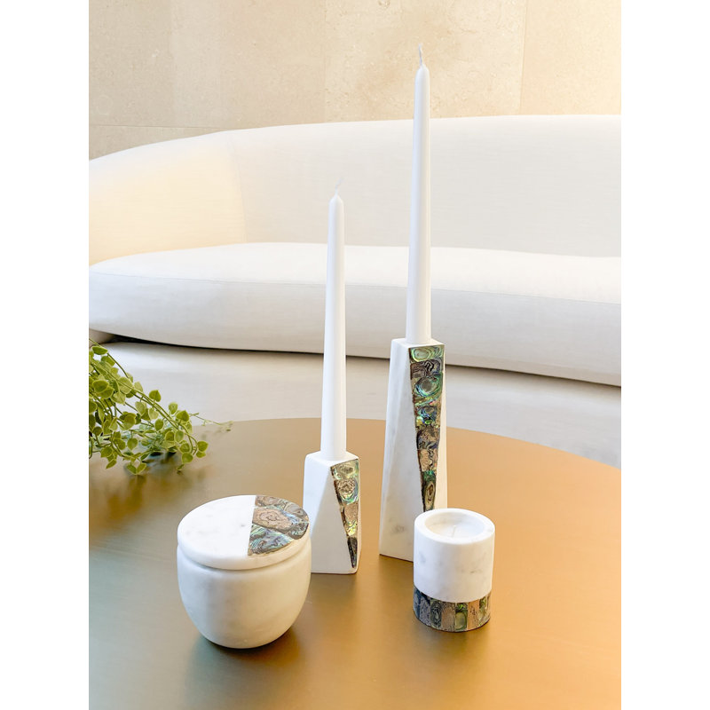 Small White Soy Eucalyptus Candle with Marble Holder
