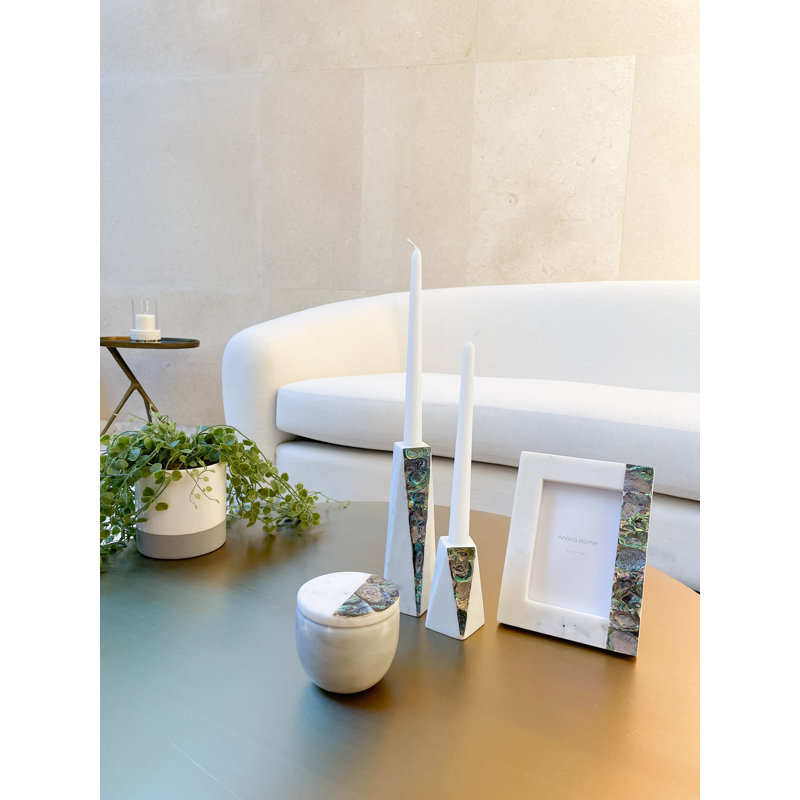White Marble and Mother of Pearl Soy Candle