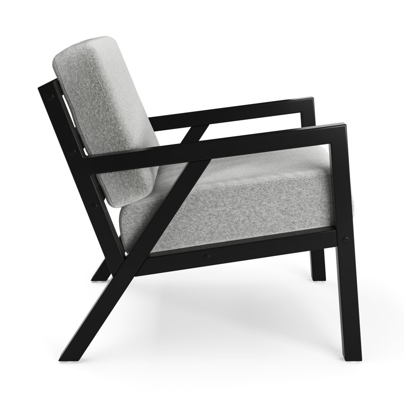 Wilson Mid-Century Black Wood & Fabric Accent Chair