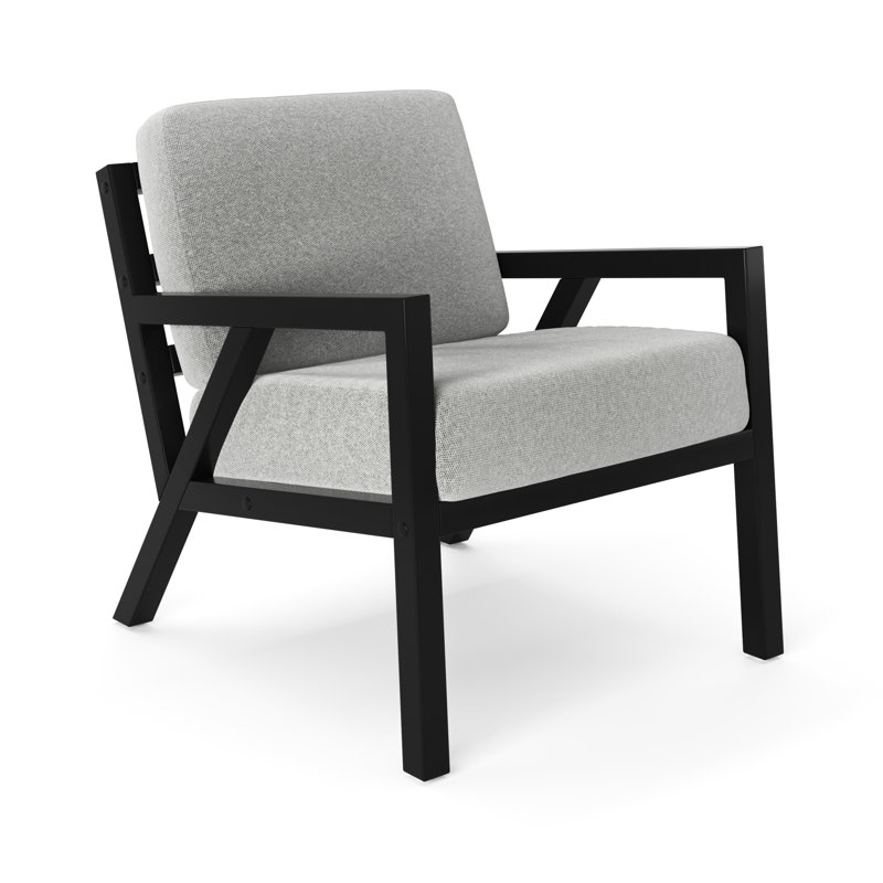Wilson Mid-Century Black Wood & Fabric Accent Chair