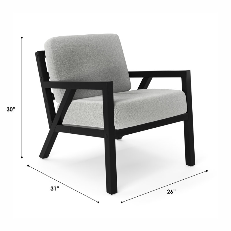 Wilson Mid-Century Black Wood & Fabric Accent Chair