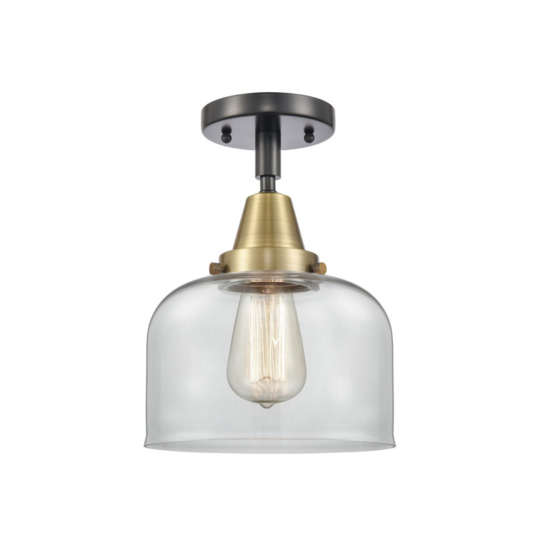 Caden Black Antique Brass Glass Flush Mount Light