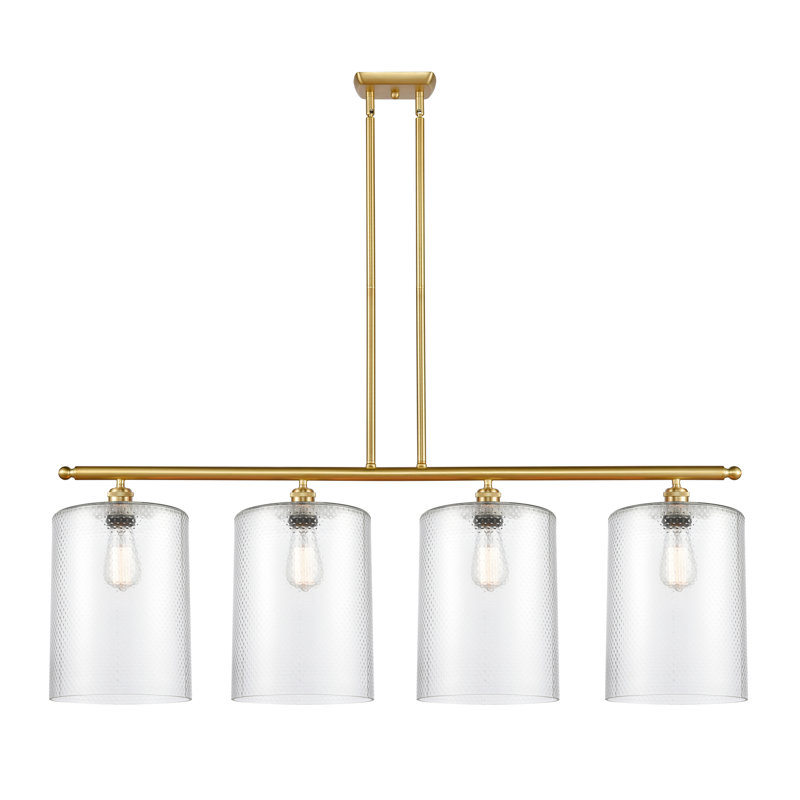 Ballston 4-Light 48" Clear Glass Island Pendant in Satin Gold