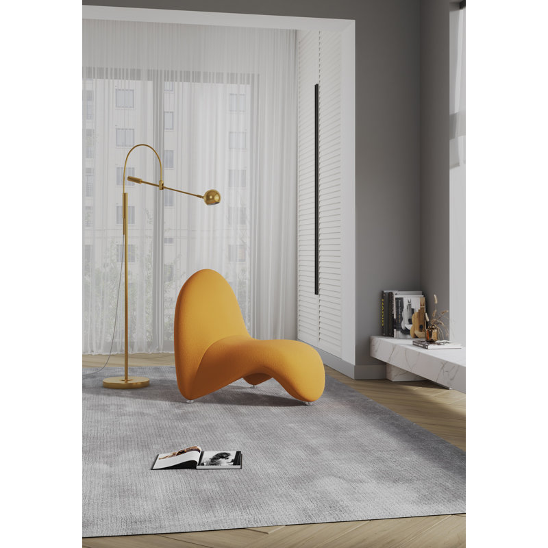 Sculptural Geometric Yellow Metal Accent Chair