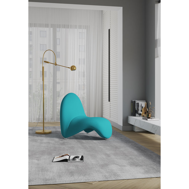 Teal Wool Sculptural Geometric Accent Chair Set