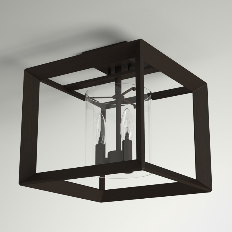 Gunmetal Bronze and Clear Glass Semi-Flush Mount Light