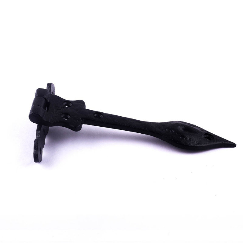 6" Black Wrought Iron Spear Tip Strap Hinge