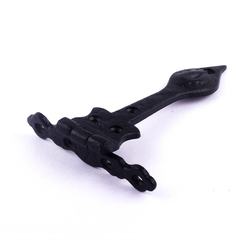 6" Black Wrought Iron Spear Tip Strap Hinge