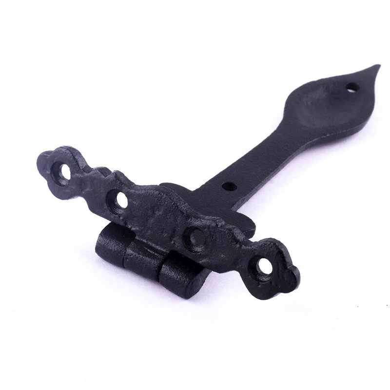 6" Black Wrought Iron Spear Tip Strap Hinge