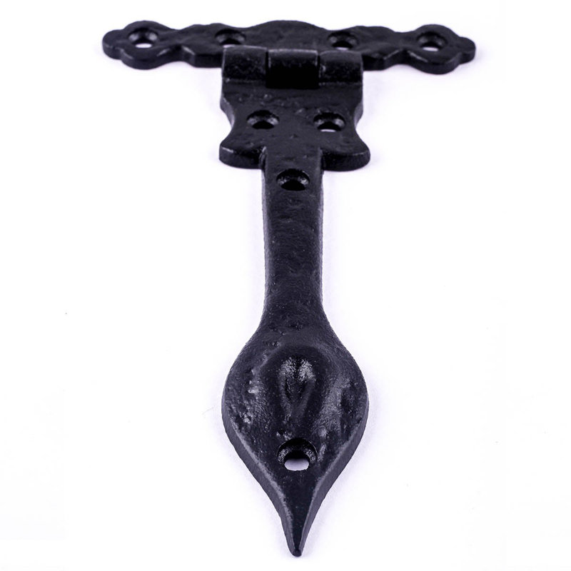 6" Black Wrought Iron Spear Tip Strap Hinge