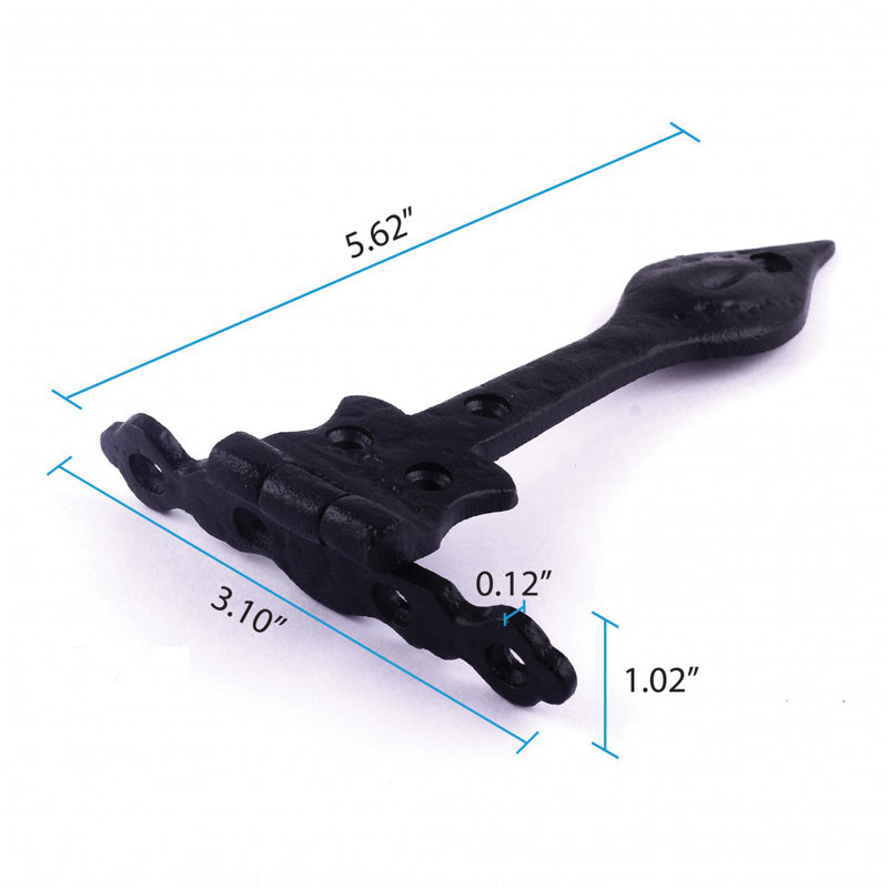 6" Black Wrought Iron Spear Tip Strap Hinge