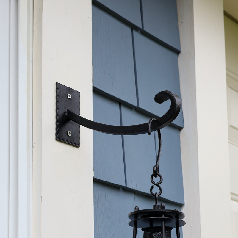 Black Wrought Iron Wall Bracket with Curved Hooks, Set of 2